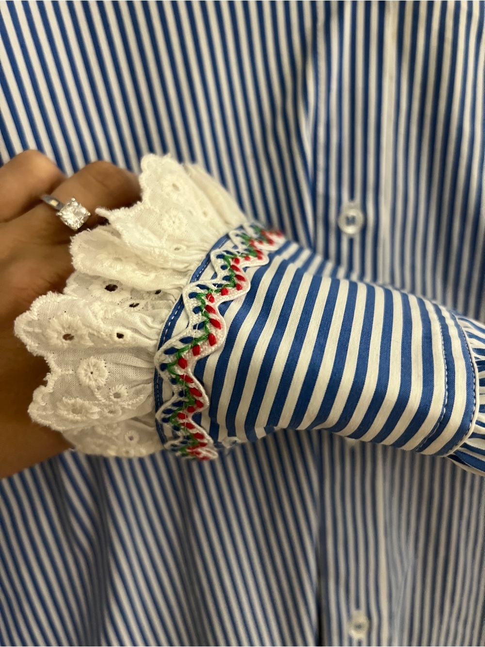 Hunter Bell Miller Top Blue and White Striped Button-Down Shirt Great Condition - Picture 8 of 16